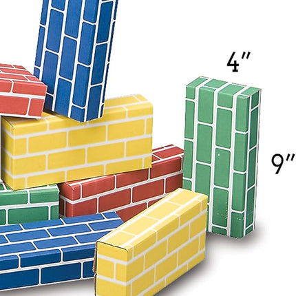 Lillian Vernon Primary Building Bricks - Kids Cardboard Blocks, Each 9" x 4" x 2" (Set of 24)