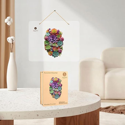 delobil Succulent Waterfall Wooden Puzzles, 300 Pieces Jigsaw Puzzles, Unique Design Liberty Wooden Puzzles for Adults and Kids, Family Game Gift 10.2 x 15.7 Inch