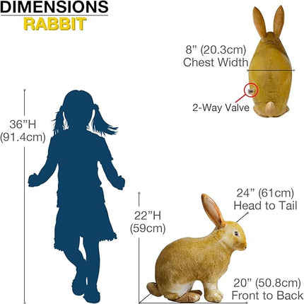 Jet Creations 22 Inch Tall Inflatable Rabbit, Light Yellow Lifelike Bunny Toy Figure for Decoration or Play, Easter, Livestock Theme Party, Pool, Birthday, VBS, Photo Prop, Easy to Inflate, 1 pc