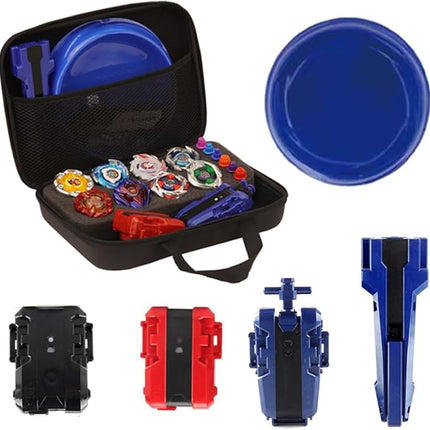 MUSTYBELT Battling Top Burst Gyro Toy Set Toy Gift for Children Boys Ages 6 8 10 12+ Combat Battling Game 12 Burst Spinning Tops 2 Two Way Launchers Grip Starter (BOZE-BX8)