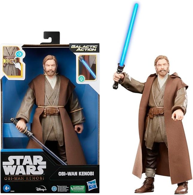 STAR WARS Galactic Action OBI-Wan Kenobi, 12-Inch-Scale Action Figure, Interactive Toys, Toys for 4-Year-Old Boys and Girls