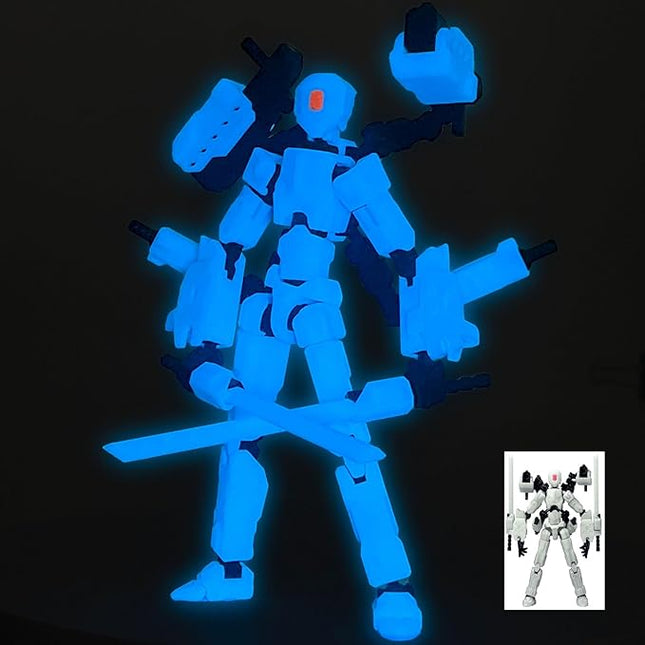 (Assembly Completed) 8 inch T13 Action Figure Set,T 13 Action Figure Multi-Articular Lucky Mobile Robot Nova T-13,Desktop Decorations for Game Lovers Toys (Blue Luminous Blue)