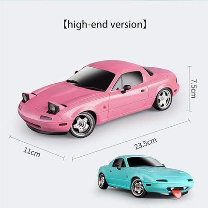 LD1804 RC Drift Car 1:18 Scale Mini MX-5 RWD 2.4GHz Miata RC Vehicles with Gyro and LED Lights for Adults Hobby Toys (Pink)