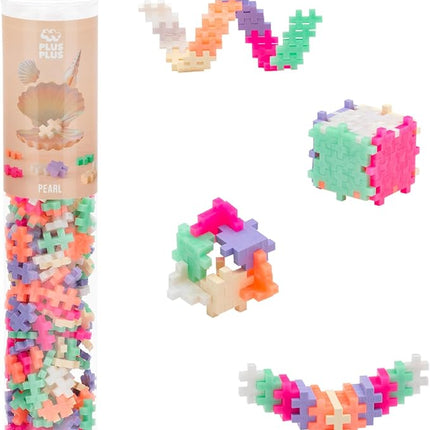 PLUS PLUS 240 Piece Interlocking Building Blocks for Kids, Open Ended Connecting Toys, STEM Bin Classroom Mini Manipulatives - Pearl Mix Play Tube