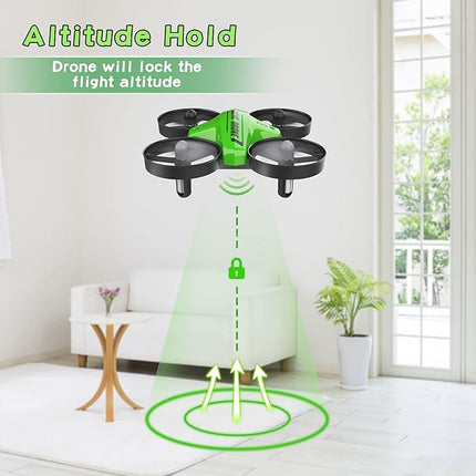 Mini Drone Easy to Fly Drone for Kids & Beginners, Indoor Outdoor Nano RC Helicopter Quadcopter with Auto Hovering, Headless Mode, Remote Control, Children's Day Gift for Boys Girls -Green
