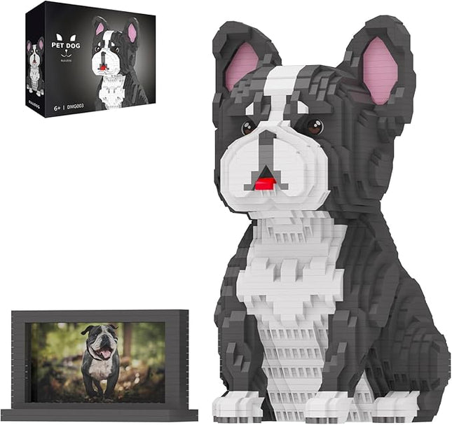 Animal Dog Model Pet French Bulldog Micro Building Blocks Set with Secret Hidden Storage Box Inside,Ideal Toy for Dog Lovers, Kids & Adults.