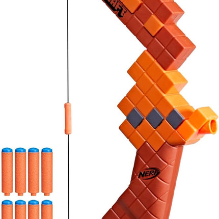 Nerf Minecraft Bow Dart Blaster, Pull-Back String Priming, 8 N1 Darts Compatible Only N1 Dart Blasters, Ages 8+