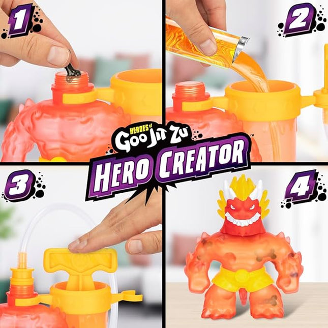 Heroes of Goo Jit Zu Hero Creator - Create Your Own Blazagon Stretch Action Figure Toy, 3 Unique Fillings