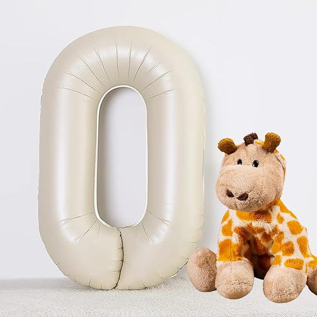 Smlpuame 40 Inch Beige Number 10 Balloons for 10th Birthday Decorations Boys Girl, Giant Self-Sealing Cream Foil Number 0-10 White Sand Balloon for Women Men Party Anniversary Baby Shower Supplies