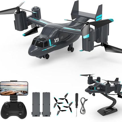 LM19-A Drone with Camera for Beginners, WiFi Live Video Remote Control Drones for Kids 8-12, Easy & Ready to Fly RC Plane, HD RC Quadcopter Gift Toy for Boys, FPV Drones for Adults, 2 Batteries