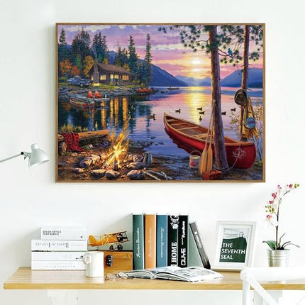 500 Piece Puzzles for Adults Sunset by The Lake 20.5 x 15 Inch 500 Piece Jigsaw Puzzles for Kids Adults Puzzles 500 Pieces for Adults Holiday Educational Challenge Toy