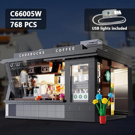 CaDA Master C66005W Japanese Coffee House Building Set,MOC Construction Coffee Shop Modular Buildings with Lights,768PCS City House Idea Gift for Adults