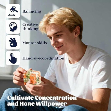 Zealburst Maze Cube Puzzle Toy,Zealburst Large Labyrinth Puzzle Maze Cube - Engaging Brain Teaser Toy,3D Smart Mazes Magic 𝐂ube & Ball,Brain Training for Stress Relief & Logic Development (#B)