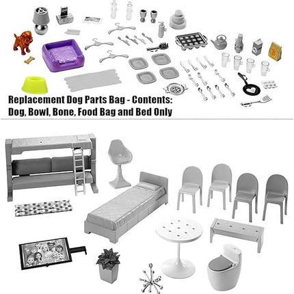 Replacement Parts for Barbie Dollhouse Series - Barbie Dreamhouse - FHY73 - Replacement Dog, Bowl, Bone, Food Bag and Bed