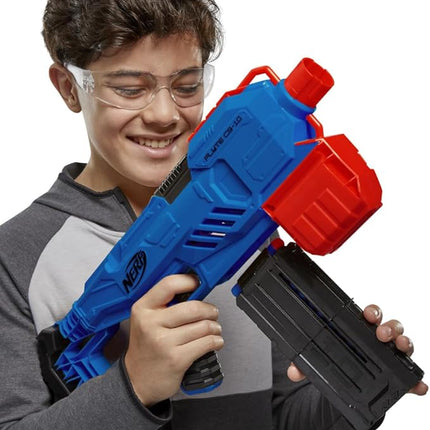 Nerf Alpha Strike Flyte CS-10 Motorised Blaster – 10-Dart Clip-Fed Blasting – 20 Official Nerf Elite Darts – for Kids, Teens, Adults, Multicolor (E8696)