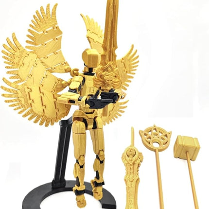 T13 Action Figure (Assembly Completed) Titan 13 Dummy 13 Action Figure Robot 13 Figure 3D Printed Articulated Multi-Jointed Movable Robot Model (Gold Black)