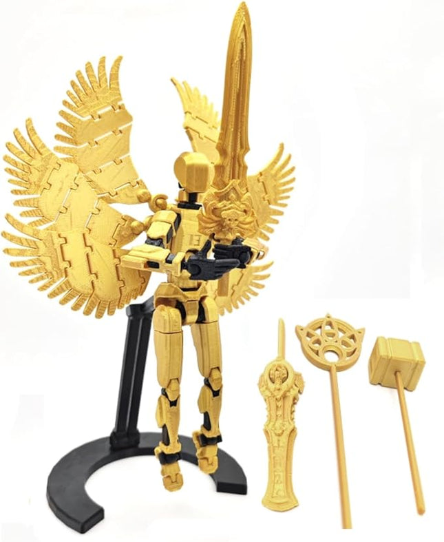 T13 Action Figure (Assembly Completed) Titan 13 Dummy 13 Action Figure Robot 13 Figure 3D Printed Articulated Multi-Jointed Movable Robot Model (Gold Black)