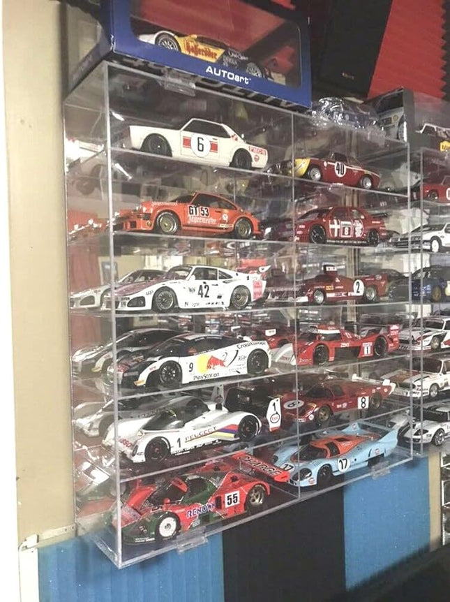 1/18 Scale Diecast Toy Cars Hot Wheels Display Case 98% UV Protection 12 Cars Holder w/ Mirrored Background, 4mm Thick acryliic
