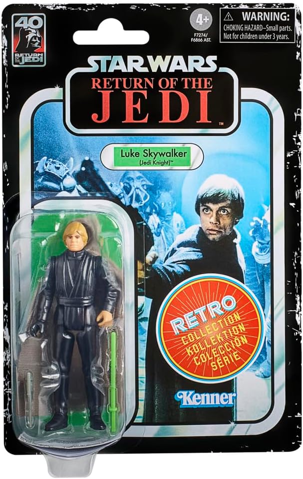 STAR WARS Retro Collection Luke Skywalker (Jedi Knight), Return of The Jedi 3.75-Inch Collectible Action Figures, Ages 4 and Up