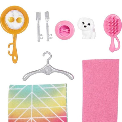 Barbie Doll House with Furniture & Accessories Including Pet Puppy, 4 Play Areas (Kitchen, Loft Bed, Bathroom & Dining Room)