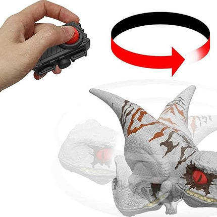 Mattel Jurassic World Dominion Uncaged Dinosaur Toy with Clicker-Controlled Motion & Sound, Click Tracker Atrociraptor Ghost Dino Action Figure