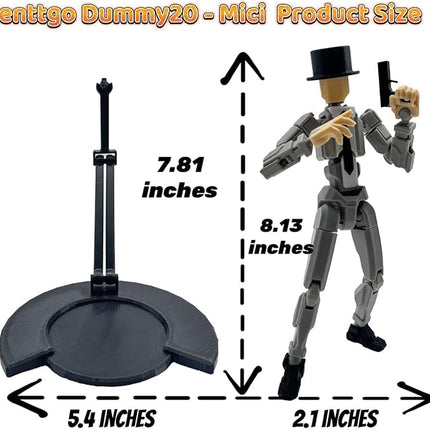 3D Printed 8.13-inch Action Figure Dummy-Mici20, Full Body Mechanical Movable Toy, Multiple Accessories, Desk Decoration (3 HandsType, Bracket, Weapons, Armour) (Gray)