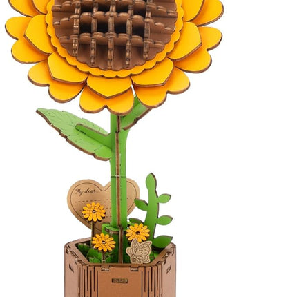 3D Sunflower Wooden Puzzles for Adults,DIY Wooden Flower Craft,DIY Wooden Flowers Model Kit Building Set Craft for Adults to Build.(3.9 * 3.6 * 9.1in 86PCS)