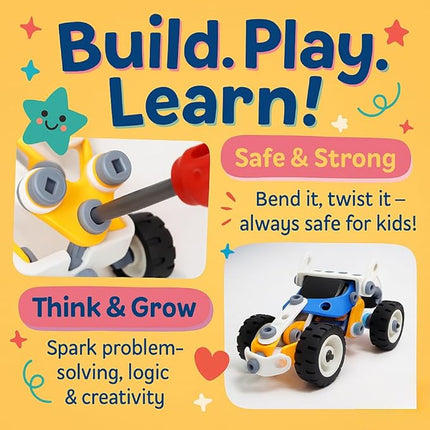 10-in-1 STEM Toys for 5 6 7 8+ Year Old Boys Girls, Electric Building Toys Erector Set for Kids, Motorized Educational Toys Building Kit