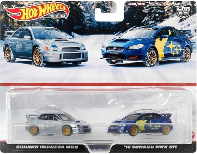 Hot Wheels HKF60 Premium 2-Pack Subaru Impreza WRX / '16 Subaru WRX STI [Mini Car] [3 Years Old and Up]