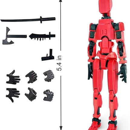 (Assembly Completed) T13 Action Figures Set Lucky Dummy Nova 13 Action Figure Robot Anime Stick Figures Fidget Toys for Boys Multi Movable Joints Gifts Toys for Kids (White+Black+Blue+Yellow)