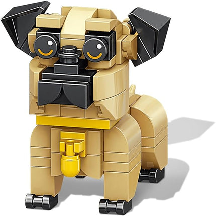 Pug Mini Dog Building Blocks Set, Micro Bricks Animals Building Toys, Party Favors Pet Toys Gifts for Kids
