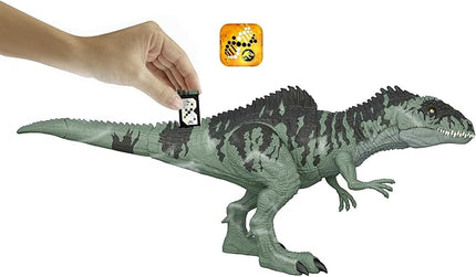 Mattel Jurassic World Dominion Strike 'n Roar Dinosaur Action Figure, Giganotosaurus Gray Dino Toy with Striking Motion & Sounds