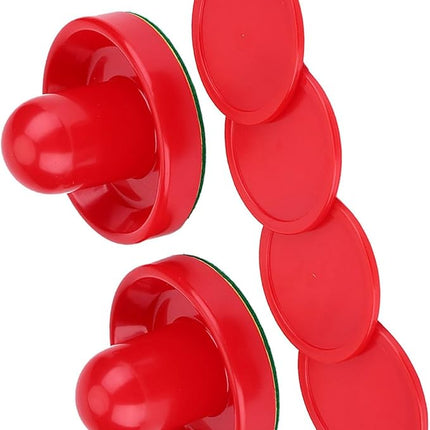 Table Air Hockey Red Pushers and Pucks Set, Plastic Air Hockey Goalies Pushers Pucks Set for Standard Air Hockey Tables