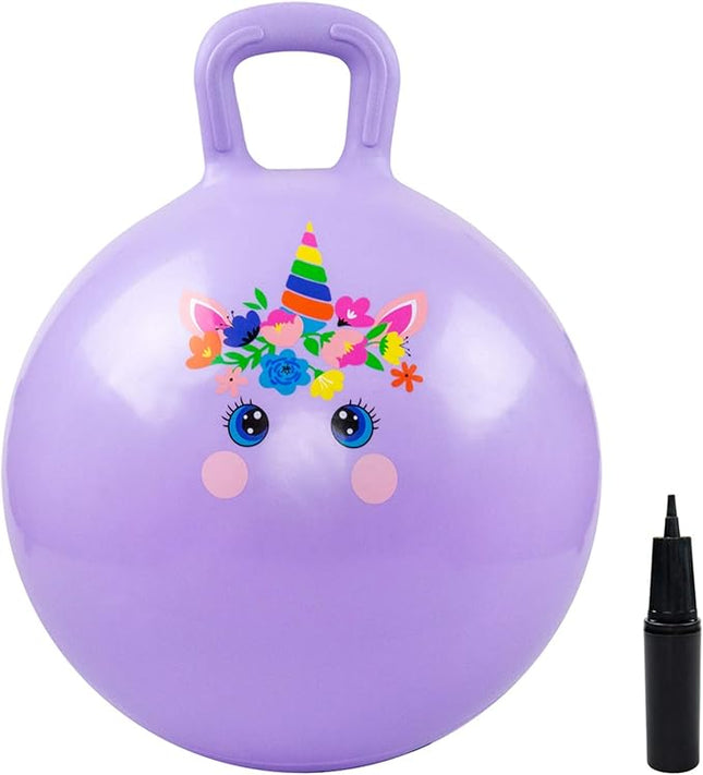 EVERICH TOY Hopper Ball, Unicorn Hopping Toys for Kids, 20 Inch Bouncy Ball with Handle, Purple Inflatable Bouncing Hoppity Hop Toys for Boys and Girls Gifts