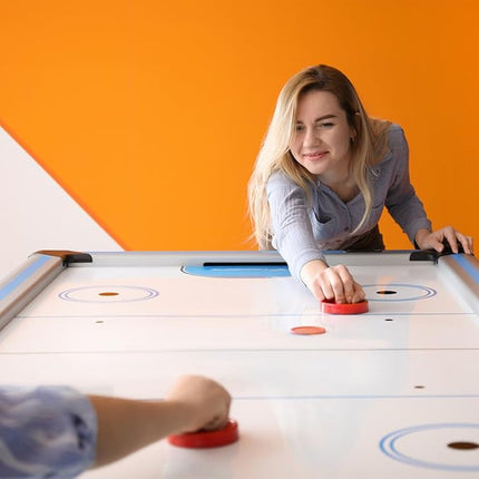 1 Set 100mm Air Hockey Pushers and Air Hockey Pucks Great Goal Handles Pushers Goal Handles Paddles Replacement Accessories - 2 Red Pushers and 4 Pucks (2 Red and 2 Black)