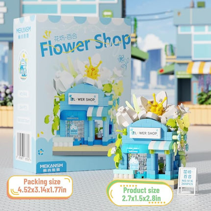 Lilies Mini Flower Shop Building Toy Street City Store View Micro House Toys Festival Blocks Set for Home Decor Gifts