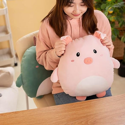 Soft Flat Pig Plush Hugging Pillow Cute Pink Pig Stuffed Animal Piggy Plushies Toys Kids Piglet Anime Cushion for Birthday, Valentine's Day, Christmas...12 Inch