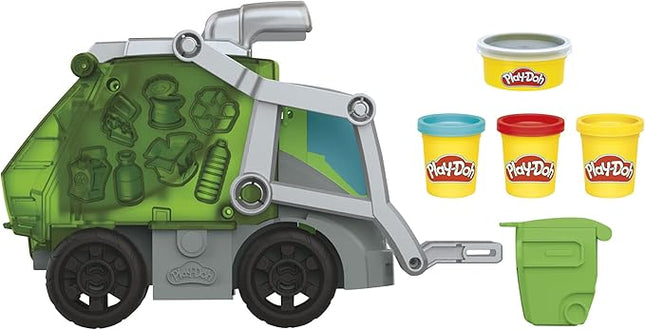 Play-Doh Wheelie Bin Truck, with Faux Garbage Modelling Clay and 3 Pots