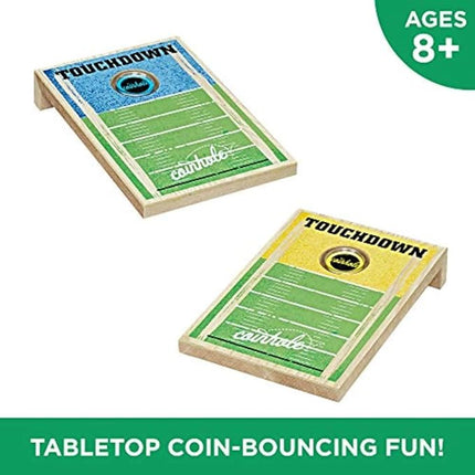 Coinhole Hasbro Tabletop Coin Bouncing Game | Desktop Cornhole Game Set | 2+ Players All Ages (Touchdown Game Set)