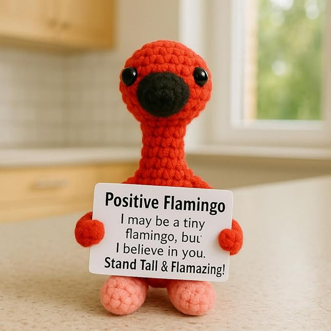Tiny Flamingo Pink Lover - Emotional Support Crochet Dolls Positive Crochet Animals Emotional Support Plushies for Anxiety & Stress Relief Stuffed Animal Gift