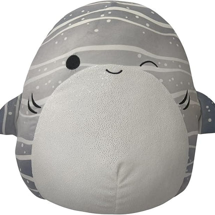 Squishmallows Original 14-Inch Sachie Grey Striped Whale Shark with White Belly - Large Ultrasoft Official Jazwres Plush