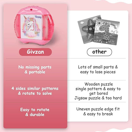 3D Rotating Puzzles for Kids 3 4 5 6 7 8 Year Old, 4 Puzzles in 1, Toddler Toy for Travel, Car, Airplane, Road Trip Activities, Fine Motor Skills, Fidget, Boys & Girls Gifts