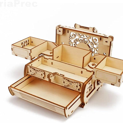 3D Wooden Mechanical Jewellery Box Puzzle - Antique Treasure Box with Exquisite Floral Carvings & Unique Mechanisms - DIY Decorative Gift for Puzzle Lovers