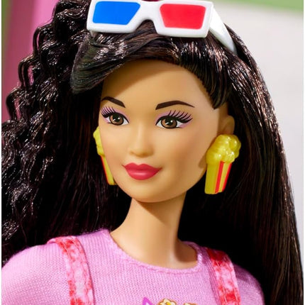 Barbie Rewind Doll & Accessories with Black Hair & 1980s-inspired Movie Night Outfit, Collectible & Displayable