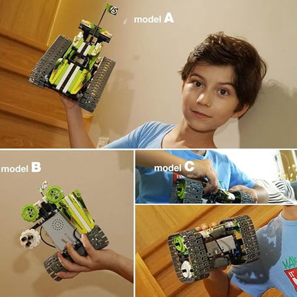 BIRANCO. Remote Control Tracked 3in1 Stunt Racer Building Kit - RC Car STEM Construction Toy, Gift Idea for Kids, Boys and Girls Ages 8-12 Year Old (353 Pcs)