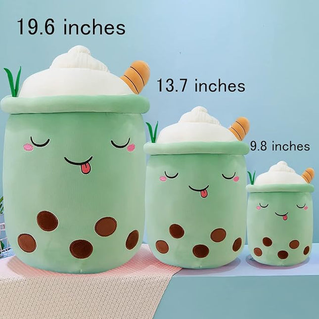 MDXMY Plush Stuffed Bubble Tea Plush Pillow Soft Cute Pearl Milk Tea Hug Toy(Green Cream, 13.7 inches)