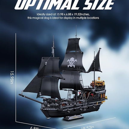 dOvOb Pearl Pirate Ship Mini Blocks Building Set - 1424PCS Construction STEM Black Boat Collection Display Set for Adults and Teen