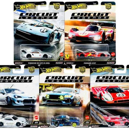 Hot Wheels Circuit Legends Die‑Cast Racing Set – Porsche, Ferrari, Ford & Subaru Icons, 1:64 Scale, Ages 3+ (Pack of 5) FPY86-961K