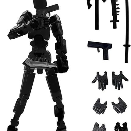 Titan 13 Action Figure, Action Figures, Titan 13 Action Figure 3D Printed Robot Multi-Jointed Movable, Desktop Decorations for Game Lovers, Easter Basket Stuffers（Black）