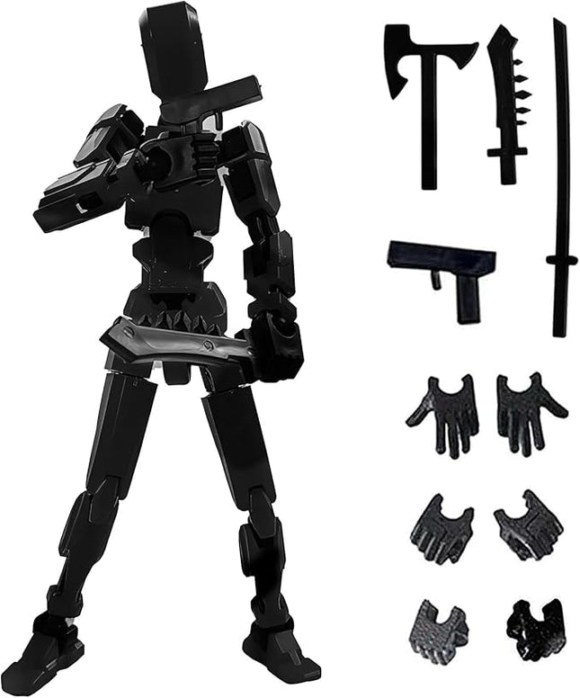 Titan 13 Action Figure, Action Figures, Titan 13 Action Figure 3D Printed Robot Multi-Jointed Movable, Desktop Decorations for Game Lovers, Easter Basket Stuffers（Black）